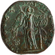 Sestertius - Marcus Aurelius TR POT XX IMP IIII COS III S C; Victory, Rome, 166 reverse image