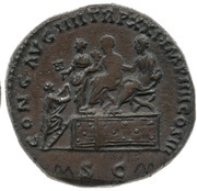 Sestertius - Marcus Aurelius and Lucius Verus CONG AVG IIII TR P XXI IMP IIII COS III S C, Rome, 166-167 reverse image