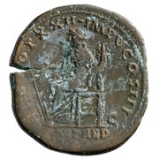 Sestertius - Marcus Aurelius TR POT XXII IMP V COS III S C FORT RED; Fortuna, Rome, 168 reverse image