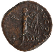 Sestertius - Marcus Aurelius TR POT XXII IMP V COS III S C; Victory, Rome, 168 reverse image