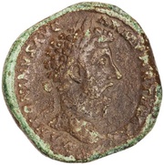 Sestertius - Marcus Aurelius TR POT XXII IMP V COS III S C; Aequitas obverse image