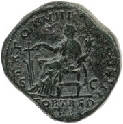 Sestertius - Lucius Verus TR POT VIII IMP V COS III S C FORT RED; Fortuna, Rome, 168 reverse image