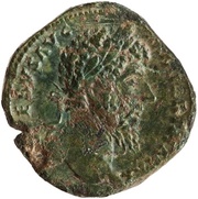 Sestertius - Lucius Verus TR POT VIII IMP V COS III S C; Victory obverse image