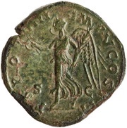 Sestertius - Lucius Verus TR POT VIII IMP V COS III S C; Victory, Rome, 168 reverse image