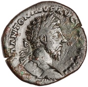 Sestertius - Marcus Aurelius SALVTI AVG COS III S C; Salus obverse image