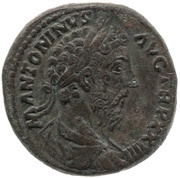 Sestertius - Marcus Aurelius ADLOCVT AVG S C COS III obverse image