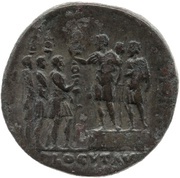 Sestertius - Marcus Aurelius ADLOCVT AVG S C COS III, Rome, 169-170 reverse image