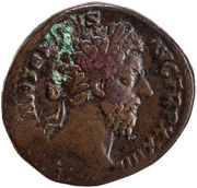 Sestertius - Marcus Aurelius SALVTI AVG COS III S C; Salus obverse image