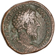 Sestertius - Marcus Aurelius SALVTI AVG COS III S C; Salus obverse image