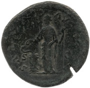 Sestertius - Marcus Aurelius SALVTI AVG COS III S C; Salus, Rome, 169-170 reverse image