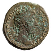 Sestertius - Marcus Aurelius COS III S C; Jupiter obverse image