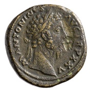 Sestertius - Marcus Aurelius COS III S C; Mars obverse image