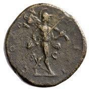 Sestertius - Marcus Aurelius COS III S C; Mars, Rome, 170-171 reverse image