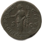 Sestertius - Marcus Aurelius FIDES EXERCITVVM COS III S C; Fides and Victory, Rome, 170-171 reverse image