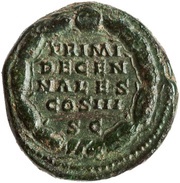 Sestertius - Marcus Aurelius PRIMI DECENNALES COS III S C, Rome, 170-171 reverse image