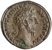 Sestertius - Marcus Aurelius VOTA SVSCEP DECENN II COS III S C obverse image
