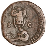 Sestertius - Marcus Aurelius GERMANIA SVBACTA IMP VI COS III S C; Germania, Rome, 171-172 reverse image