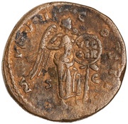 Sestertius - Marcus Aurelius IMP VI COS III S C; Victory, Rome, 171-172 reverse image