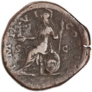 Sestertius - Marcus Aurelius IMP VI COS III S C; Roma and Victory, Rome, 171-172 reverse image