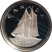 10 Cents - Elizabeth II Golden Jubilee Silver Proof Issue, Canada, 2002 reverse image