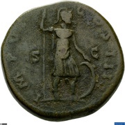 Sestertius - Marcus Aurelius IMP VI COS III S C; Mars, Rome, 171-172 reverse image