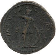Sestertius - Marcus Aurelius IMP VI COS III S C; Virtus, Rome, 172-173 reverse image