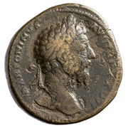 Sestertius - Marcus Aurelius RESTITVTORI ITALIAE IMP VI COS III S C; Italia obverse image