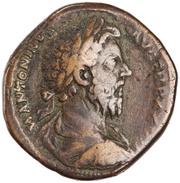 Sestertius - Marcus Aurelius RESTITVTORI ITALIAE IMP VI COS III S C; Italia obverse image