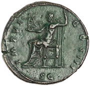 Sestertius - Marcus Aurelius IMP VI COS III S C; Jupiter, Rome, 173-174 reverse image