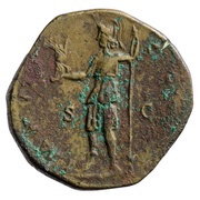 Sestertius - Marcus Aurelius IMP VI COS III S C; Mars, Rome, 173-174 reverse image