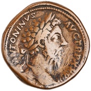 Sestertius - Marcus Aurelius IMP VII COS III S C; Victory obverse image