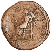 Sestertius - Marcus Aurelius IMP VII COS III S C; Victory, Rome, 174 reverse image