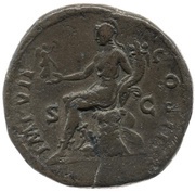 Sestertius - Marcus Aurelius IMP VII COS III S C; Roma and Victory, Rome, 174 reverse image