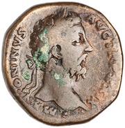 Sestertius - Marcus Aurelius IMP VII COS III S C; Mars obverse image