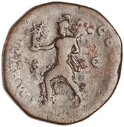 Sestertius - Marcus Aurelius IMP VII COS III S C; Mars, Rome, 174-175 reverse image