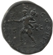 Sestertius - Marcus Aurelius IMP VII COS III S C; Mars, Rome, 174-175 reverse image