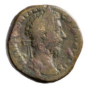 Sestertius - Marcus Aurelius IMP VII COS III S C; Mars obverse image