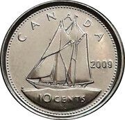 10 Cents - Elizabeth II 4th portrait with RCM logo, Canada, 2006-2022 reverse image