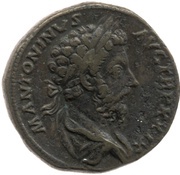 Sestertius - Marcus Aurelius IMP VII COS III S C; Annona obverse image