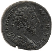 Sestertius - Marcus Aurelius IMP VII COS III S C; Fides obverse image