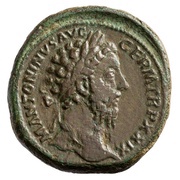 Sestertius - Marcus Aurelius IMP VII COS III S C; Fides obverse image