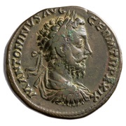 Sestertius - Marcus Aurelius IMP VII COS III S C; Fides obverse image