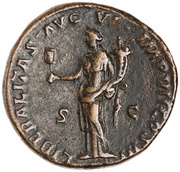 Sestertius - Marcus Aurelius LIBERALITAS AVG VI IMP VII COS III S C; Liberalitas, Rome, 174-175 reverse image