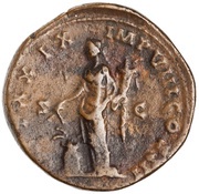 Sestertius - Marcus Aurelius TR P XXIX IMP VIII COS III S C; Annona, Rome, 175 reverse image