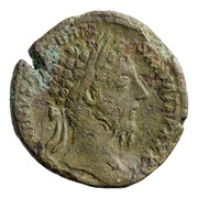Sestertius - Marcus Aurelius IMP VIII COS III PAX AETERNA AVG S C; Pax obverse image