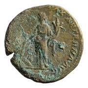 Sestertius - Marcus Aurelius IMP VIII COS III PAX AETERNA AVG S C; Pax, Rome, 175-176 reverse image