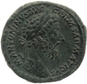 Sestertius - Marcus Aurelius TR P XXX IMP VIII COS III S C; Aequitas obverse image