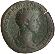 Sestertius - Commodus IOVI CONSERVATORI S C; Jupiter obverse image