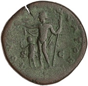 Sestertius - Commodus IOVI CONSERVATORI S C; Jupiter, Rome, 175-176 reverse image