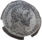 Sestertius - Marcus Aurelius IMP VIII COS III P P DE GERMANIS S C obverse image